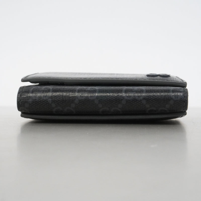 【6he4728-k】グッチ 三つ折り財布 GGスプリーム 769225 PVC ブラック シルバー金具【中古】メンズ レディース ユニセックス