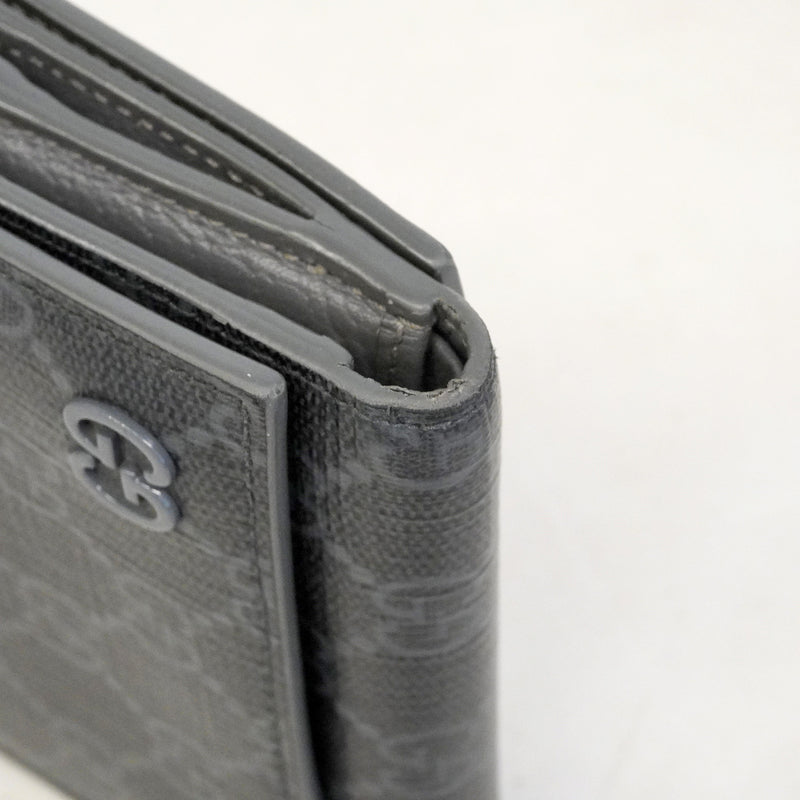 【6he4728-k】グッチ 三つ折り財布 GGスプリーム 769225 PVC ブラック シルバー金具【中古】メンズ レディース ユニセックス