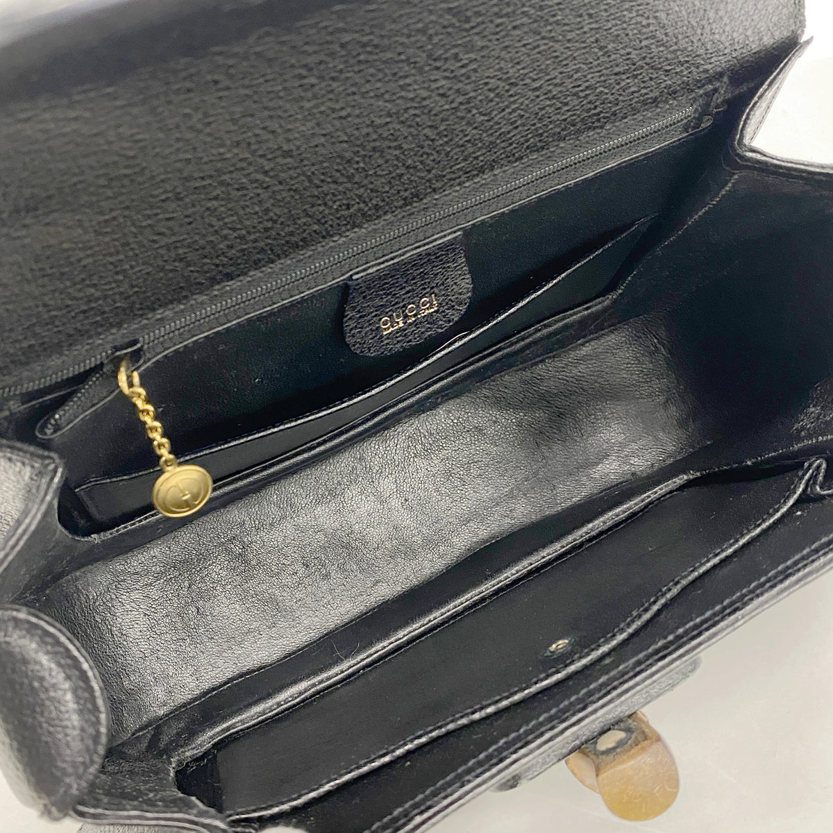 【6he4740-k】グッチ ハンドバッグ バンブー 000 2029 0633 レザー ブラック ゴールド金具【中古】レディース
