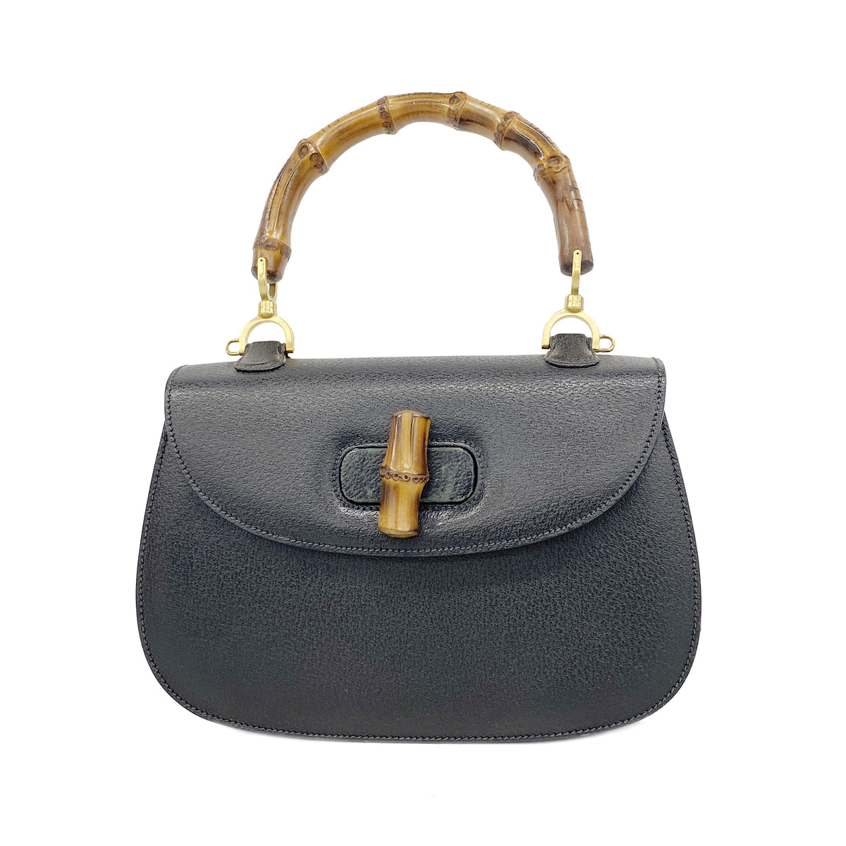 【6he4740-k】グッチ ハンドバッグ バンブー 000 2029 0633 レザー ブラック ゴールド金具【中古】レディース