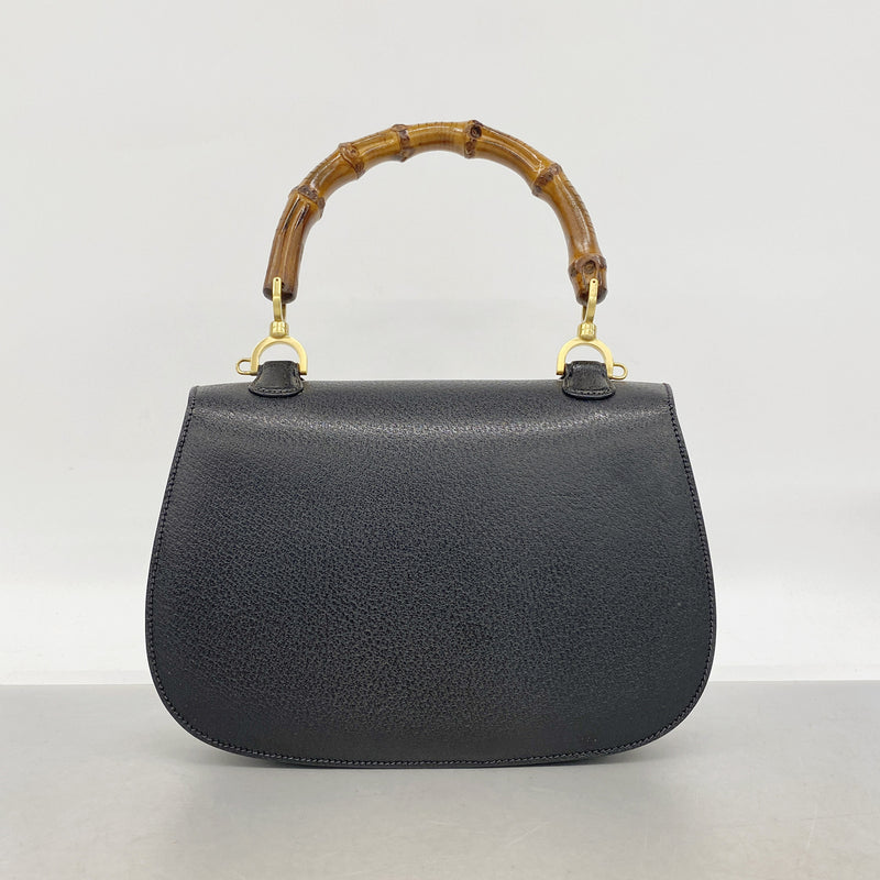 【6he4740-k】グッチ ハンドバッグ バンブー 000 2029 0633 レザー ブラック ゴールド金具【中古】レディース