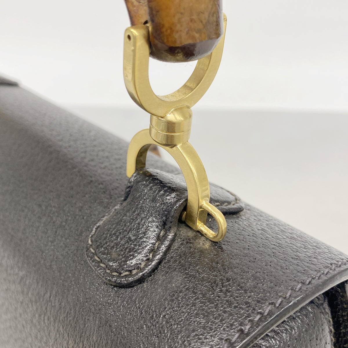 【6he4740-k】グッチ ハンドバッグ バンブー 000 2029 0633 レザー ブラック ゴールド金具【中古】レディース