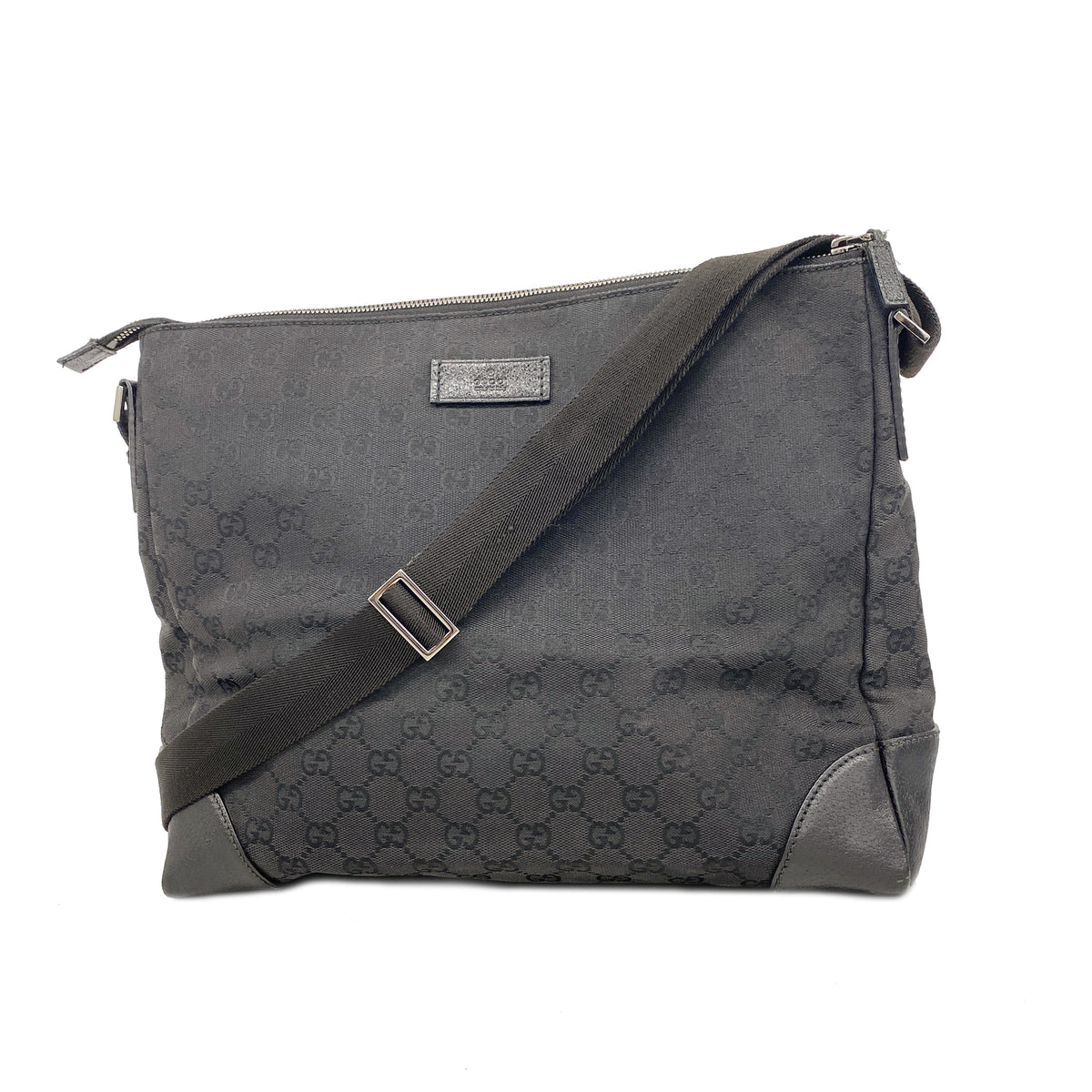 【6he4744-k】グッチ ショルダーバッグ GGキャンバス 110054 キャンバス ブラック シルバー金具【中古】レディース