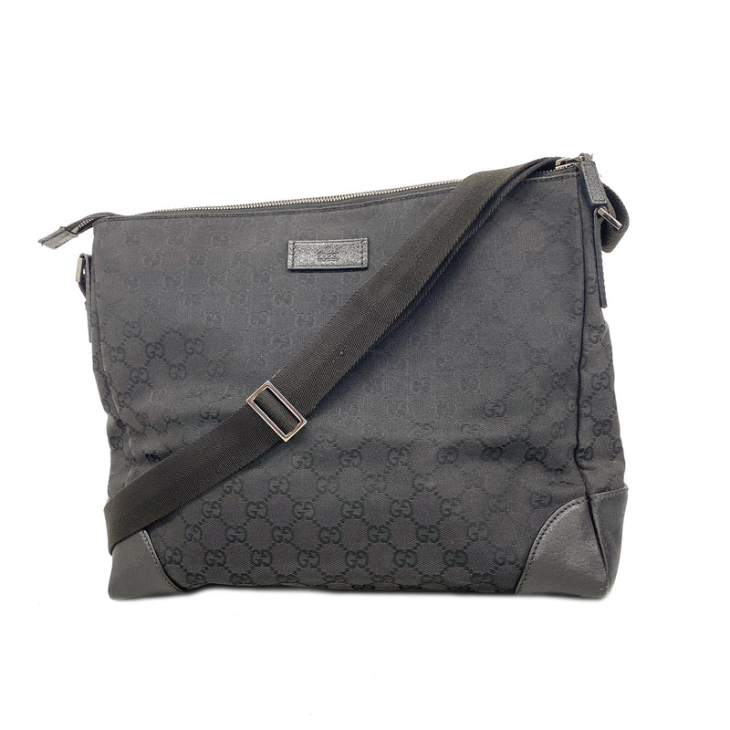 【6he4744-k】グッチ ショルダーバッグ GGキャンバス 110054 キャンバス ブラック シルバー金具【中古】レディース
