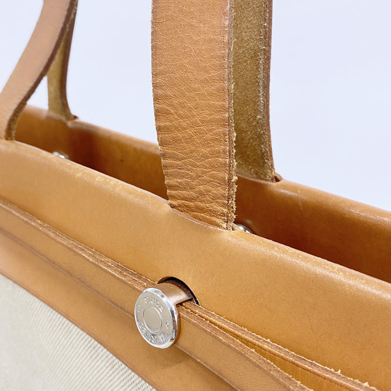 【6he4745】エルメス トートバッグ エールバッグカバスMM トワルアッシュ ナチュラル シルバー金具 □F刻印【中古】レディース