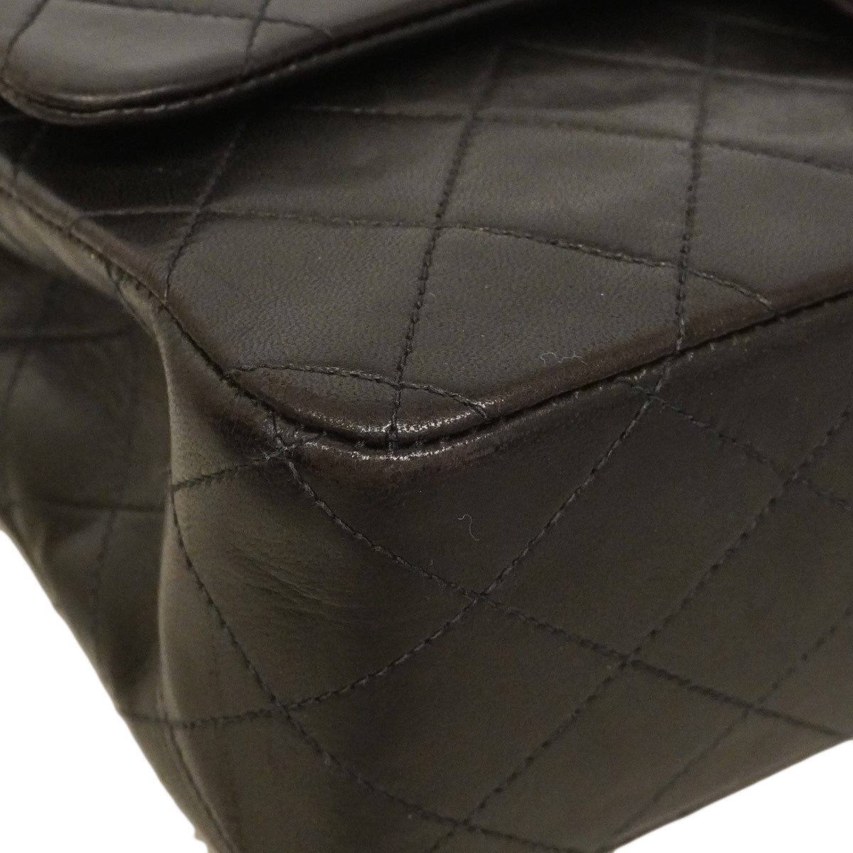 【6he4756】シャネル ショルダーバッグ マトラッセ Wフラップ Wチェーン ラムスキン ブラック ゴールド金具【中古】レディース