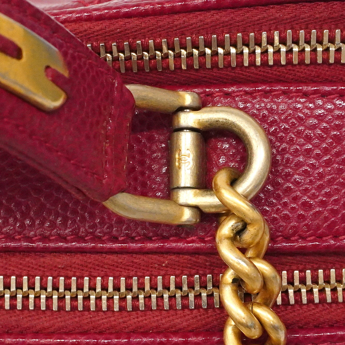 【6he4760】シャネル ハンドバッグ マトラッセ チェーンショルダー キャビアスキン レッド ゴールド金具 2wayバック【中古】レディース