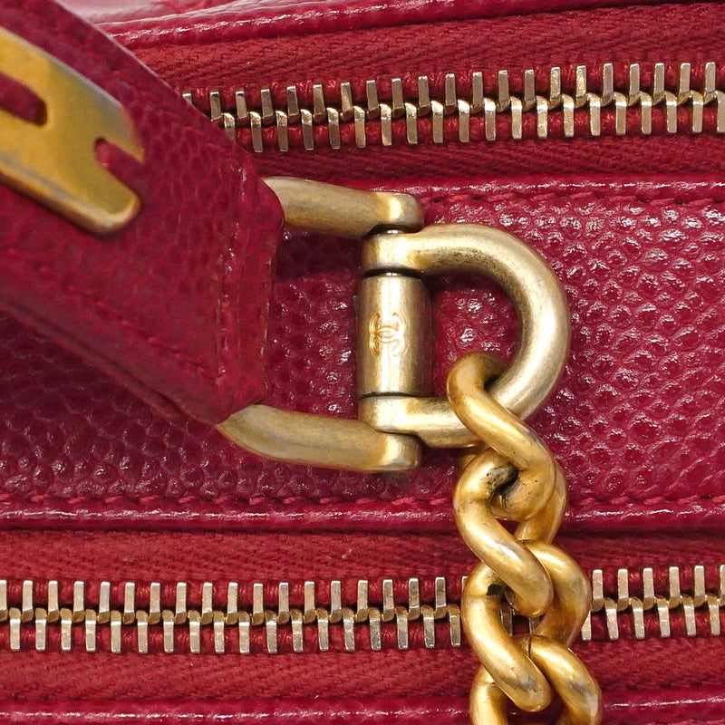 【6he4760】シャネル ハンドバッグ マトラッセ チェーンショルダー キャビアスキン レッド ゴールド金具 2wayバック【中古】レディース
