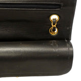 【6he4763】シャネル ショルダーバッグ マトラッセ Wフラップ Wチェーン ラムスキン ブラック ゴールド金具【中古】レディース