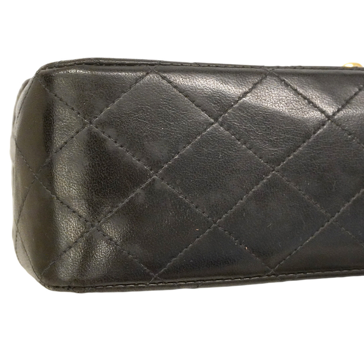 【6he4763】シャネル ショルダーバッグ マトラッセ Wフラップ Wチェーン ラムスキン ブラック ゴールド金具【中古】レディース