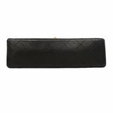 【6he4764】シャネル ショルダーバッグ マトラッセ Wフラップ Wチェーン ラムスキン ブラック ゴールド金具【中古】レディース