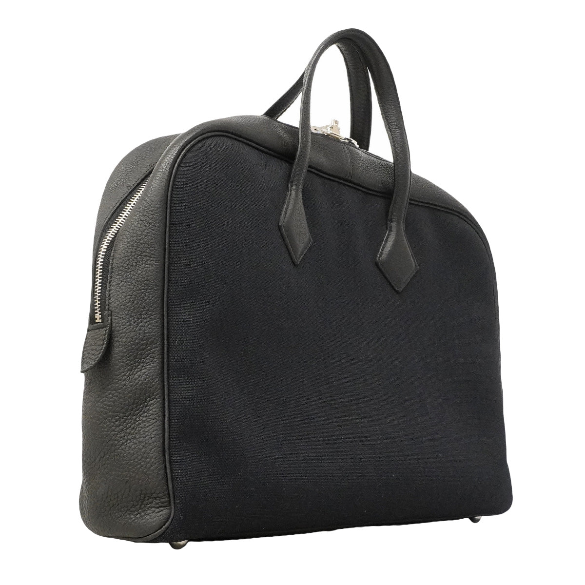 【6he4766】エルメス ブリーフケース ヴィクトリア2H12 トリヨンクレマンス トワルオフィシエ ブラック シルバー金具 D刻印【中古】メンズ