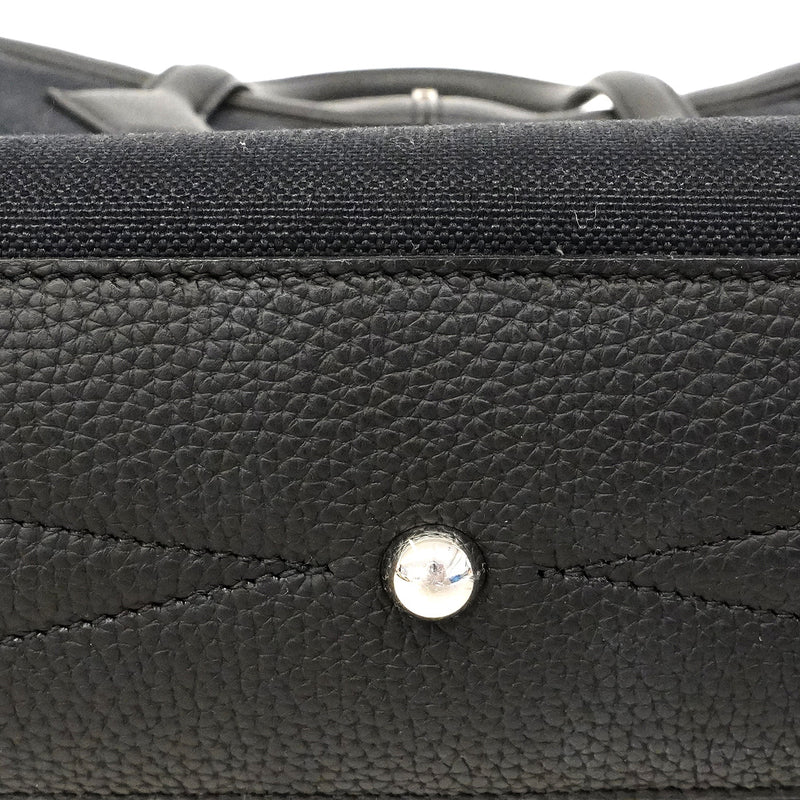 【6he4766】エルメス ブリーフケース ヴィクトリア2H12 トリヨンクレマンス トワルオフィシエ ブラック シルバー金具 D刻印【中古】メンズ