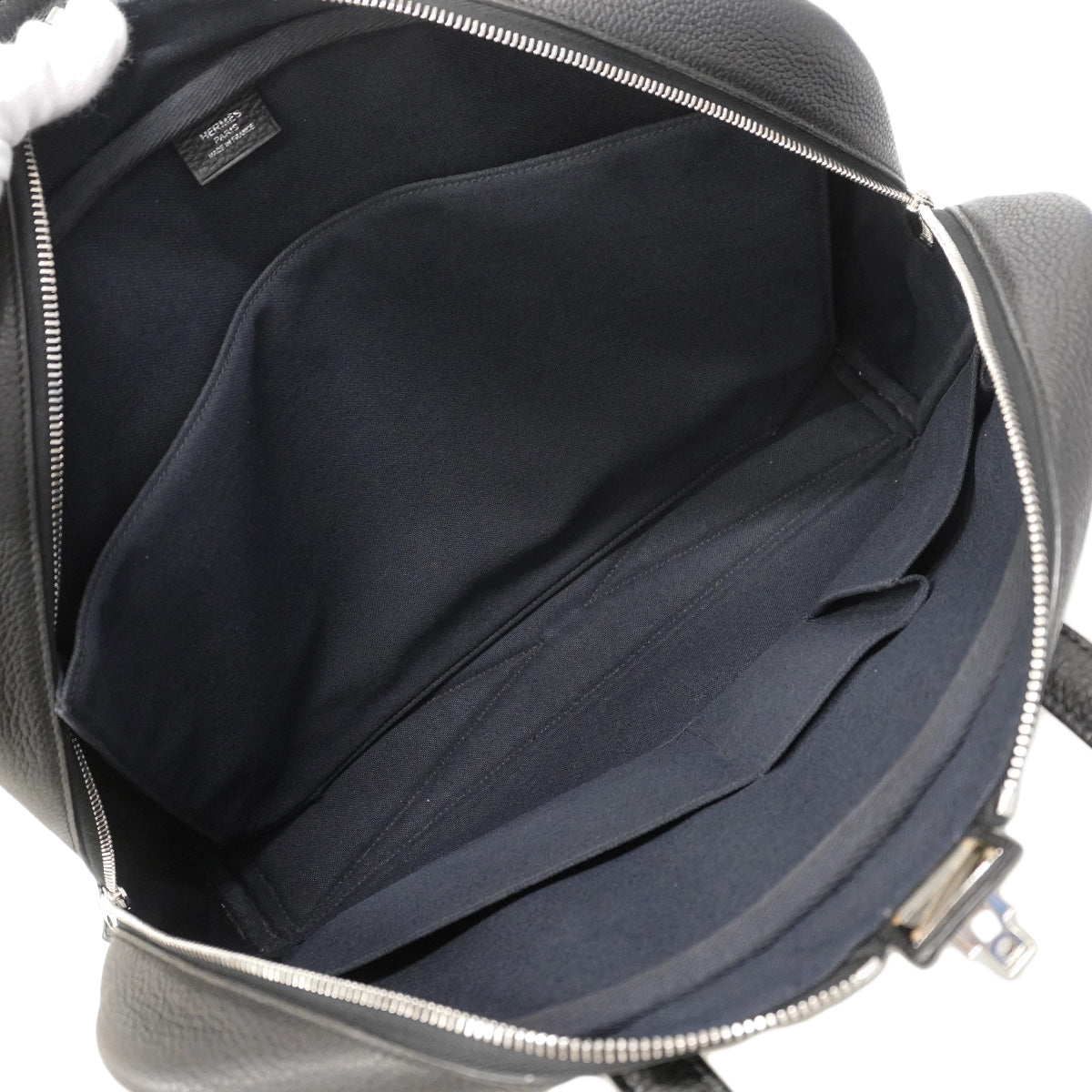【6he4766】エルメス ブリーフケース ヴィクトリア2H12 トリヨンクレマンス トワルオフィシエ ブラック シルバー金具 D刻印【中古】メンズ