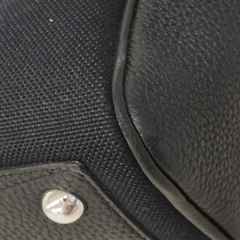 【6he4766】エルメス ブリーフケース ヴィクトリア2H12 トリヨンクレマンス トワルオフィシエ ブラック シルバー金具 D刻印【中古】メンズ