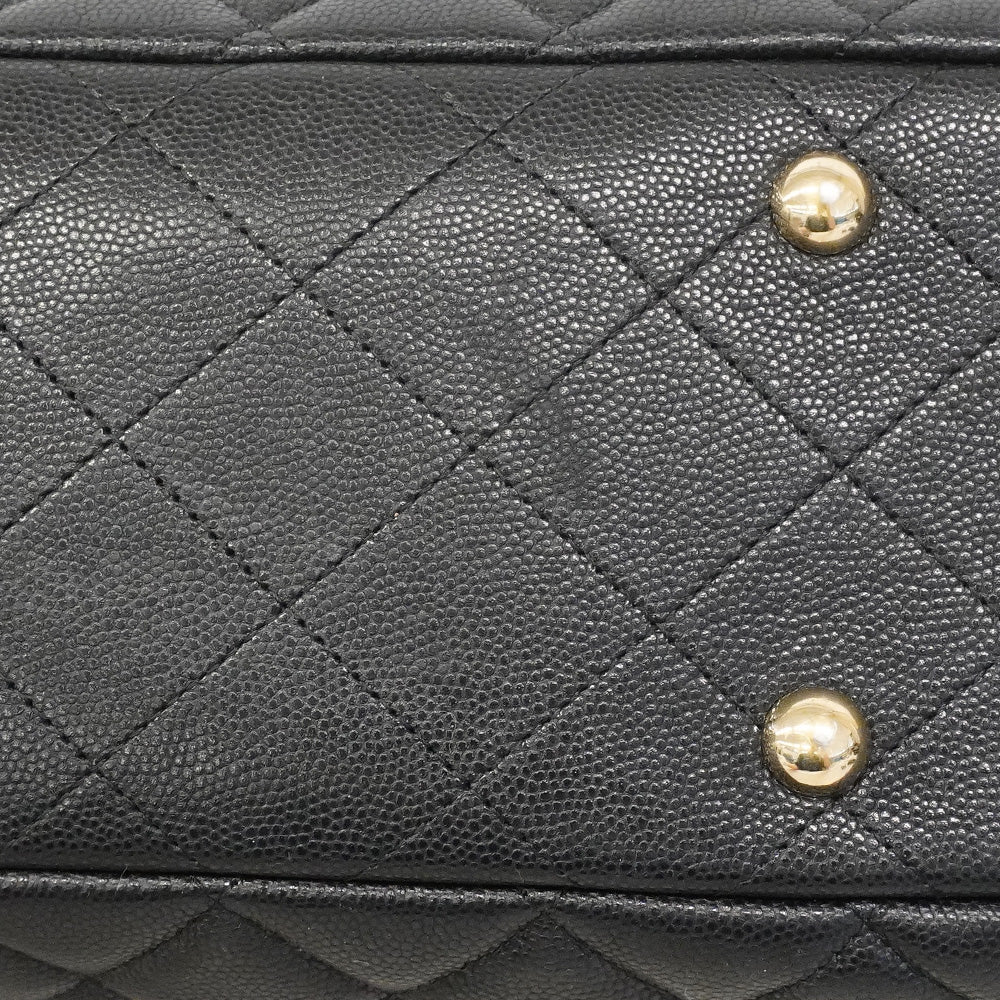 【6he4768】シャネル チェーントート マトラッセ キャビアスキン ブラック シャンパンゴールド金具【中古】レディース