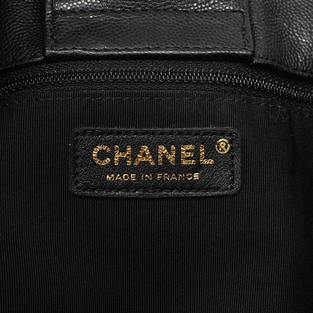 【6he4768】シャネル チェーントート マトラッセ キャビアスキン ブラック シャンパンゴールド金具【中古】レディース