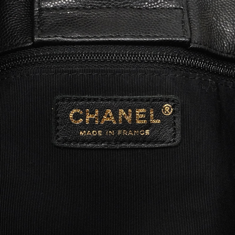 【6he4768】シャネル チェーントート マトラッセ キャビアスキン ブラック シャンパンゴールド金具【中古】レディース