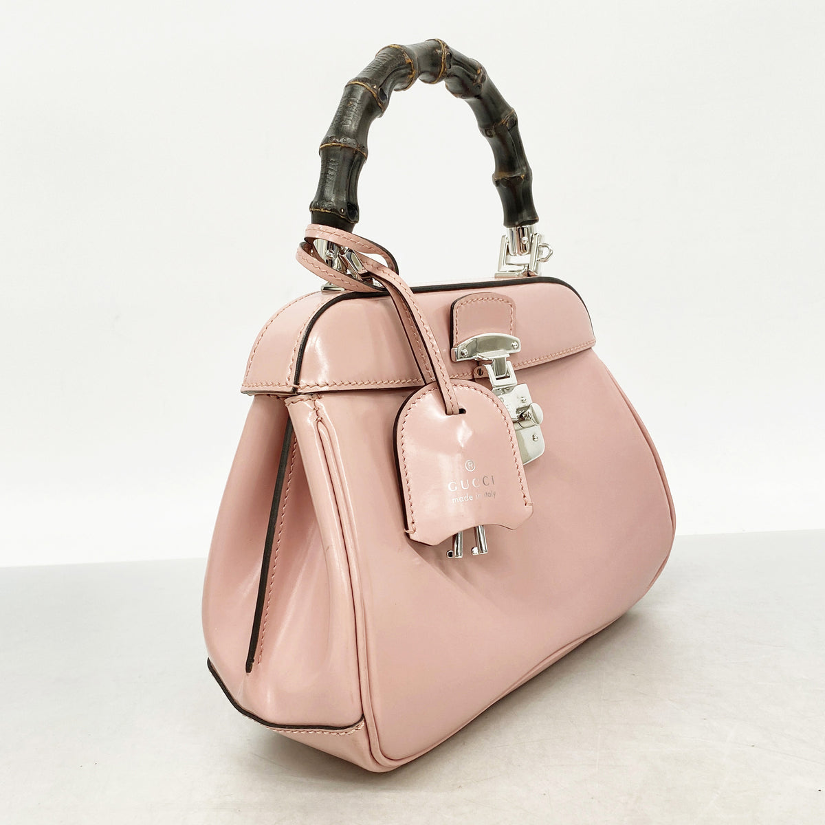 【6he4772-k】グッチ ハンドバッグ バンブー 353522 レザー ピンク シルバー金具【中古】レディース
