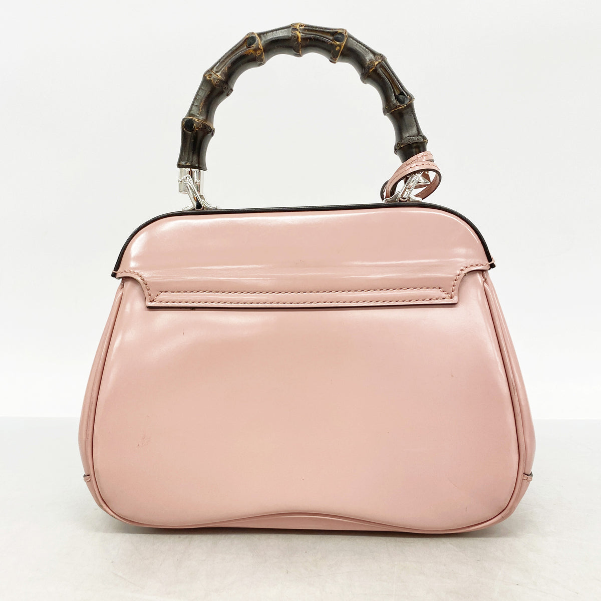 【6he4772-k】グッチ ハンドバッグ バンブー 353522 レザー ピンク シルバー金具【中古】レディース