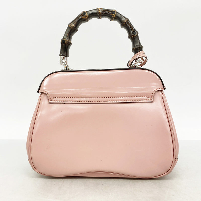 【6he4772-k】グッチ ハンドバッグ バンブー 353522 レザー ピンク シルバー金具【中古】レディース