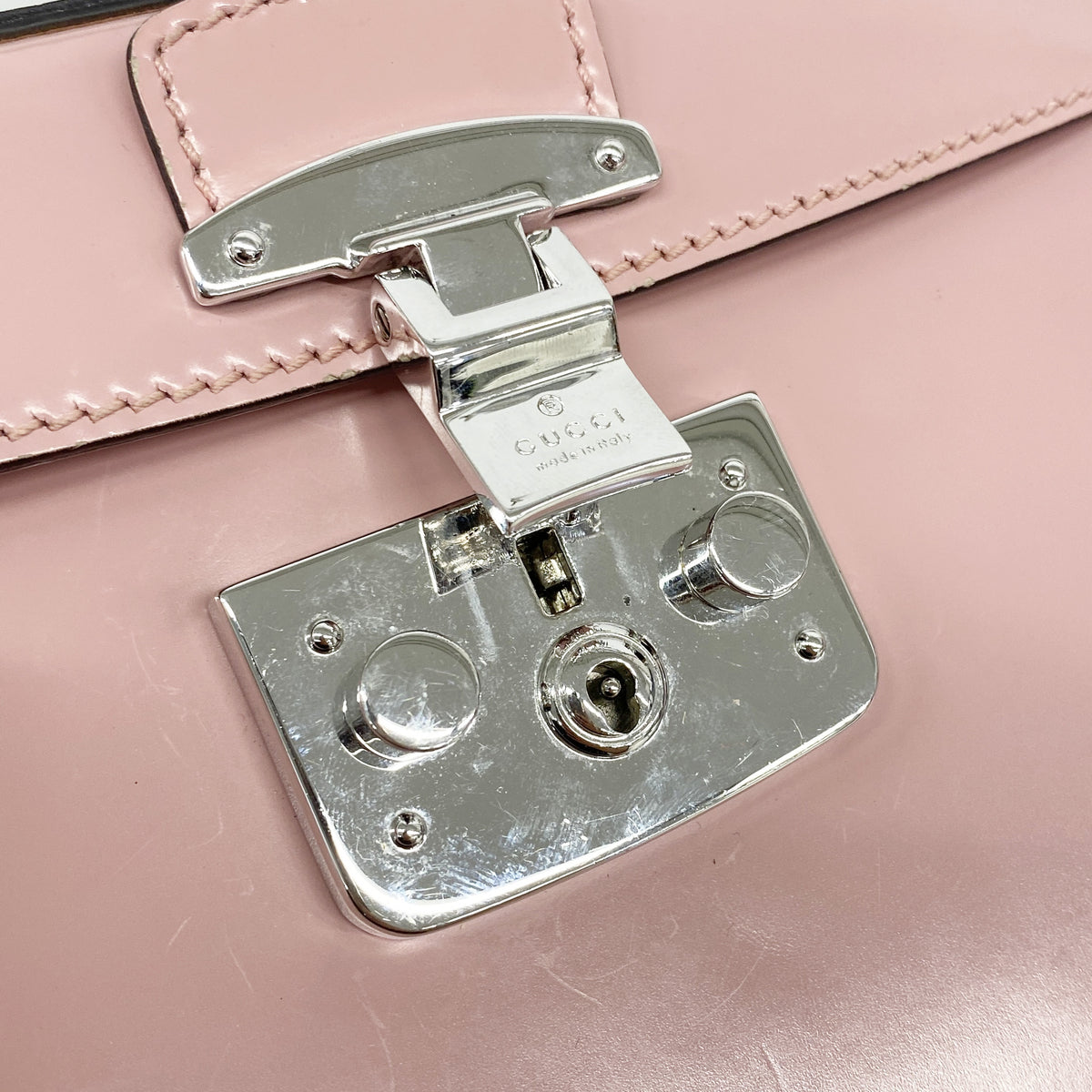 【6he4772-k】グッチ ハンドバッグ バンブー 353522 レザー ピンク シルバー金具【中古】レディース