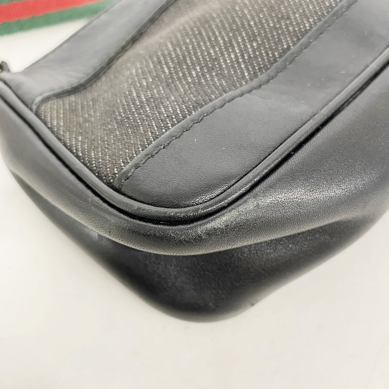 【6he4774-k】グッチ ハンドバッグ シェリーライン 92820 デニム ブラック シルバー金具【中古】レディース