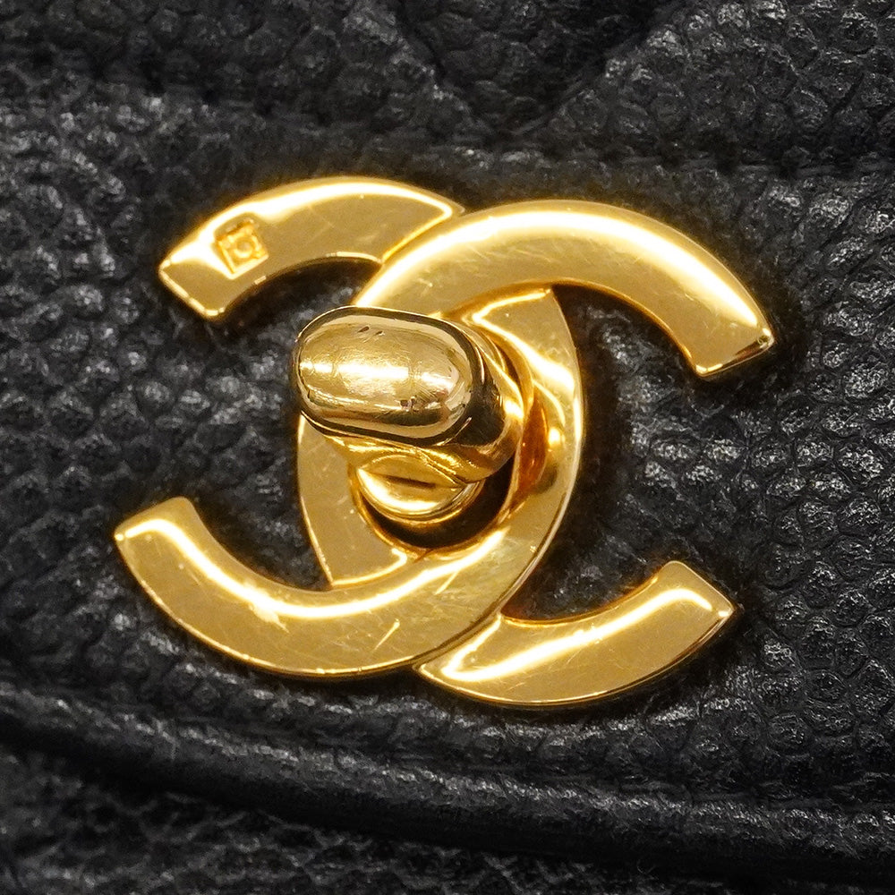【6he4780】シャネル ショルダーバッグ ダイアナ チェーンショルダー キャビアスキン ブラック ゴールド金具【中古】レディース