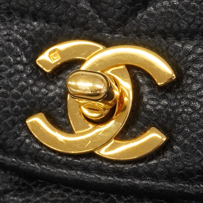 【6he4780】シャネル ショルダーバッグ ダイアナ チェーンショルダー キャビアスキン ブラック ゴールド金具【中古】レディース