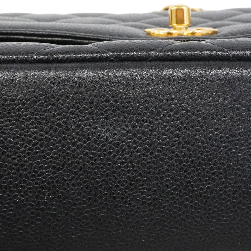 【6he4780】シャネル ショルダーバッグ ダイアナ チェーンショルダー キャビアスキン ブラック ゴールド金具【中古】レディース