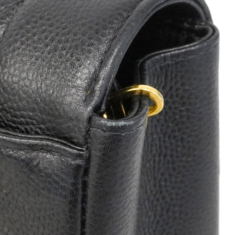 【6he4780】シャネル ショルダーバッグ ダイアナ チェーンショルダー キャビアスキン ブラック ゴールド金具【中古】レディース