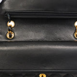 【6he4781】シャネル ショルダーバッグ マトラッセ Wフラップ Wチェーン ラムスキン ブラック ゴールド金具【中古】レディース