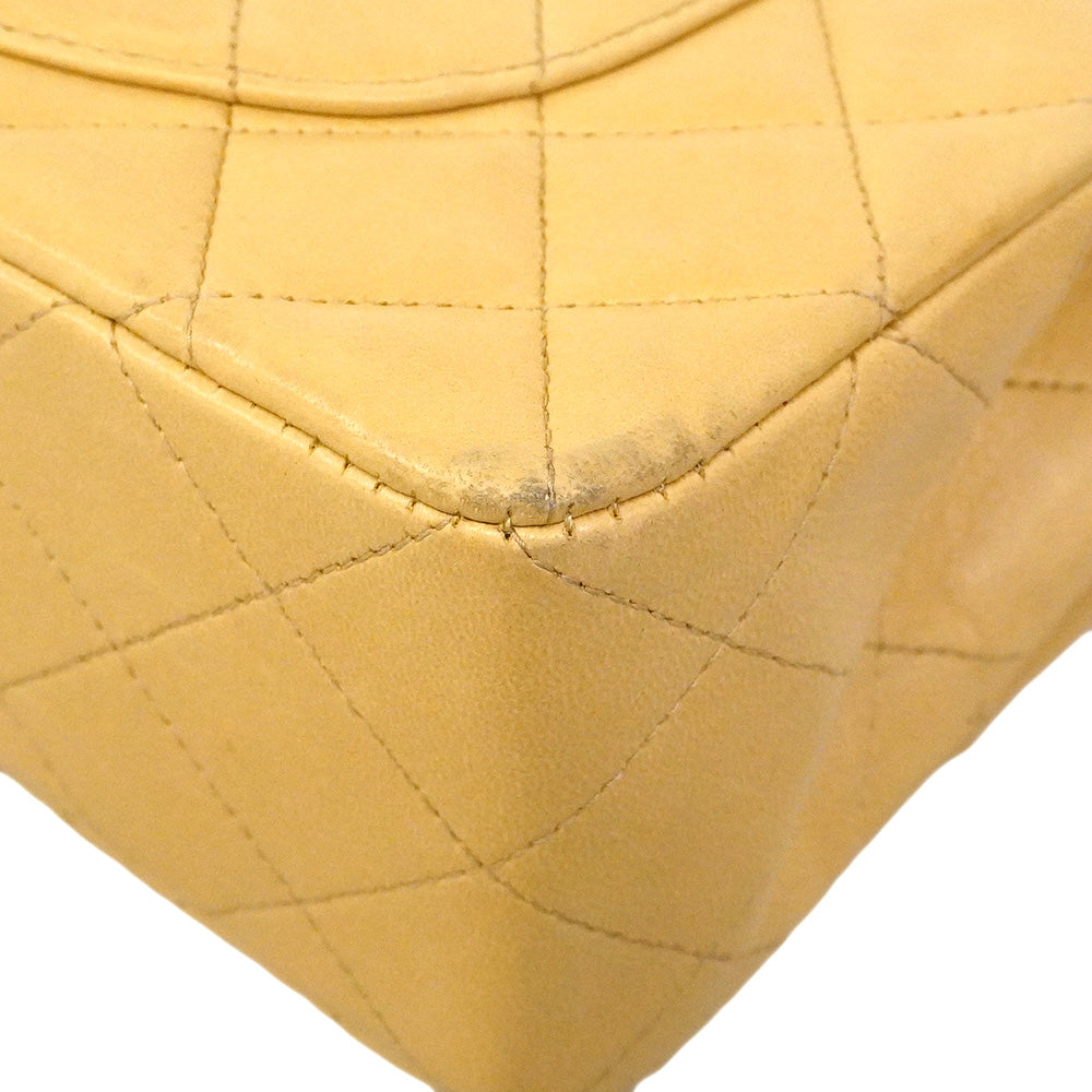 【6he4783】シャネル ショルダーバッグ マトラッセ Wフラップ Wチェーン ラムスキン ベージュ ゴールド金具【中古】レディース