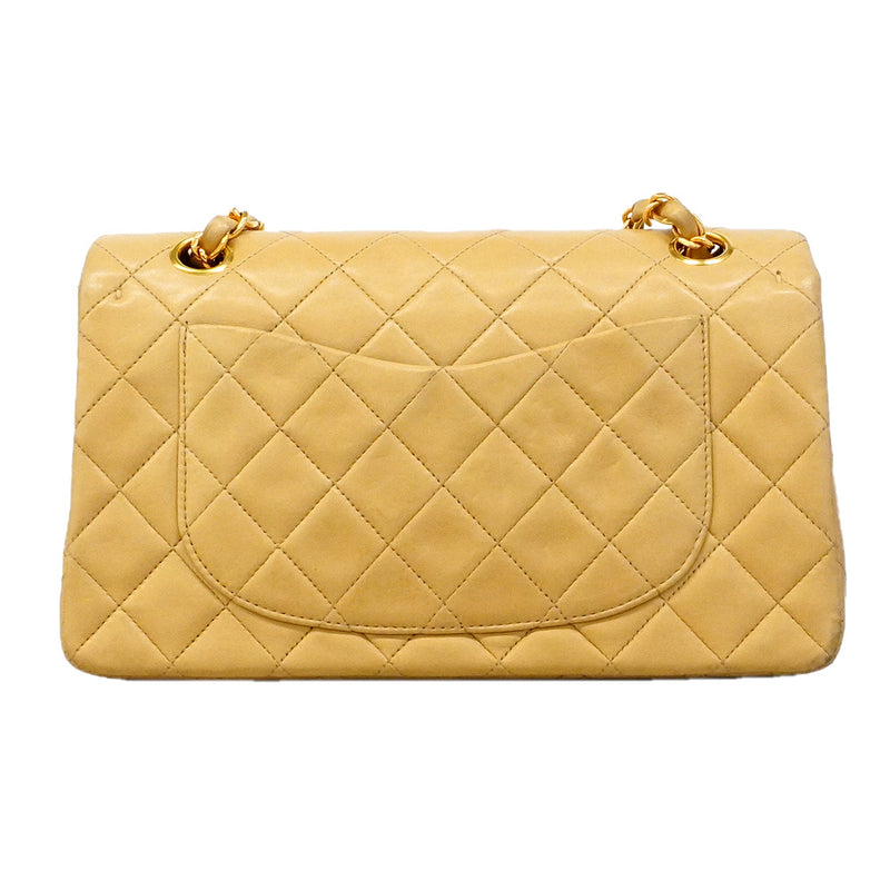 【6he4783】シャネル ショルダーバッグ マトラッセ Wフラップ Wチェーン ラムスキン ベージュ ゴールド金具【中古】レディース