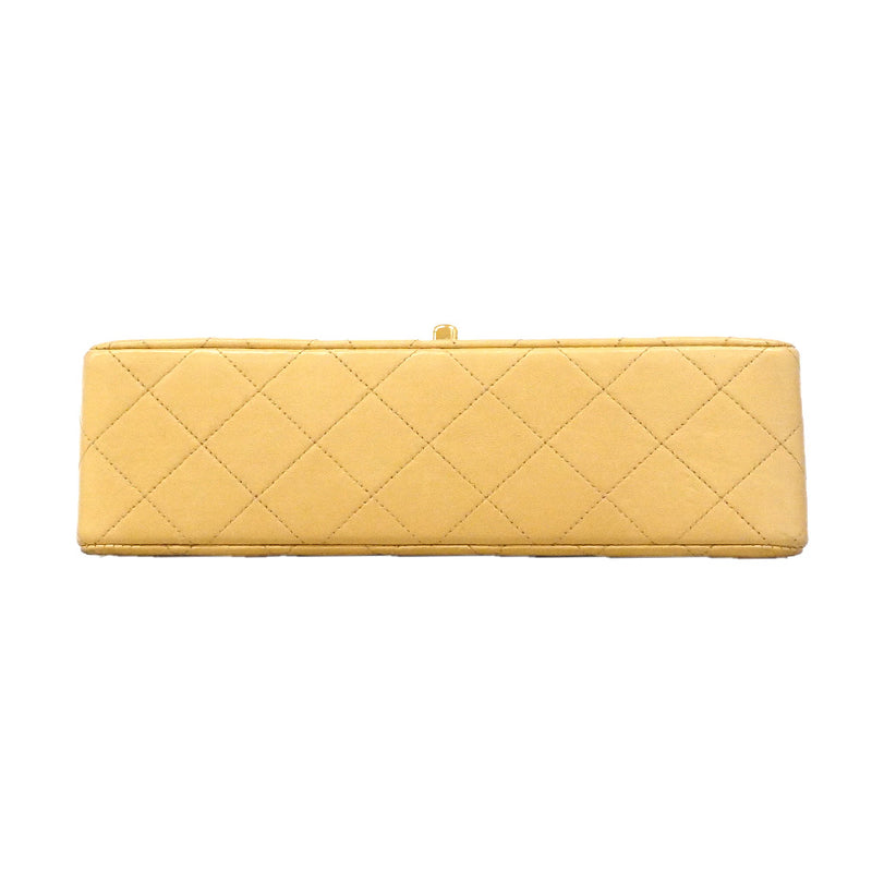 【6he4783】シャネル ショルダーバッグ マトラッセ Wフラップ Wチェーン ラムスキン ベージュ ゴールド金具【中古】レディース