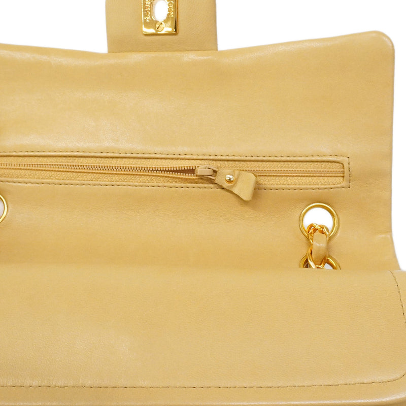 【6he4783】シャネル ショルダーバッグ マトラッセ Wフラップ Wチェーン ラムスキン ベージュ ゴールド金具【中古】レディース