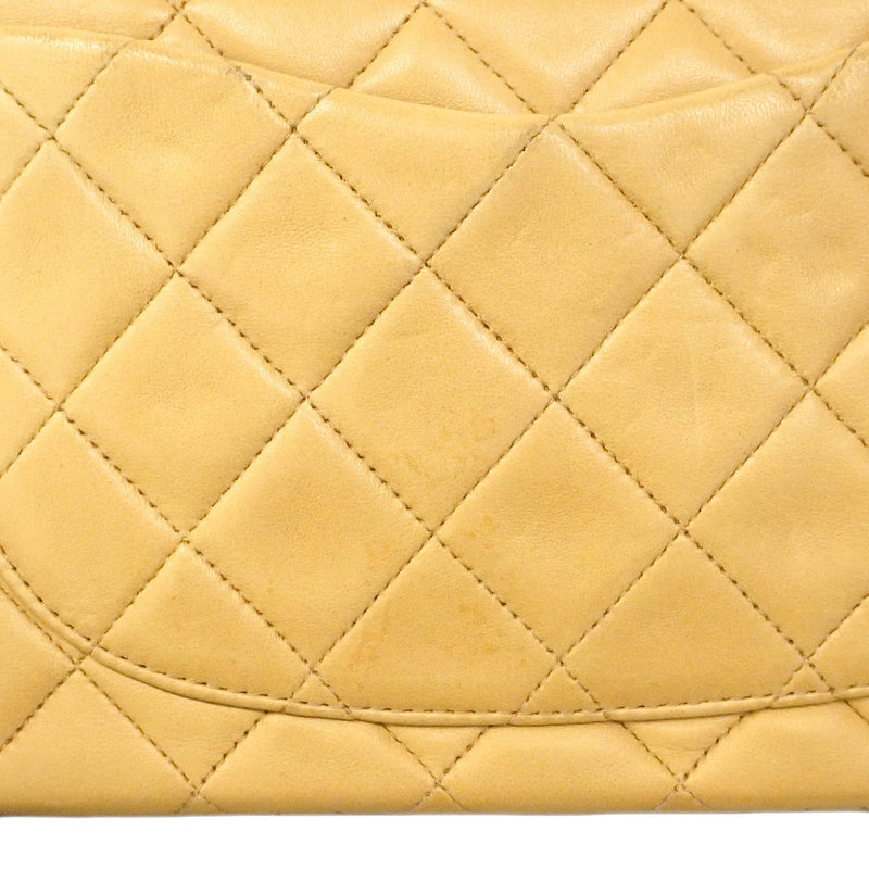【6he4783】シャネル ショルダーバッグ マトラッセ Wフラップ Wチェーン ラムスキン ベージュ ゴールド金具【中古】レディース