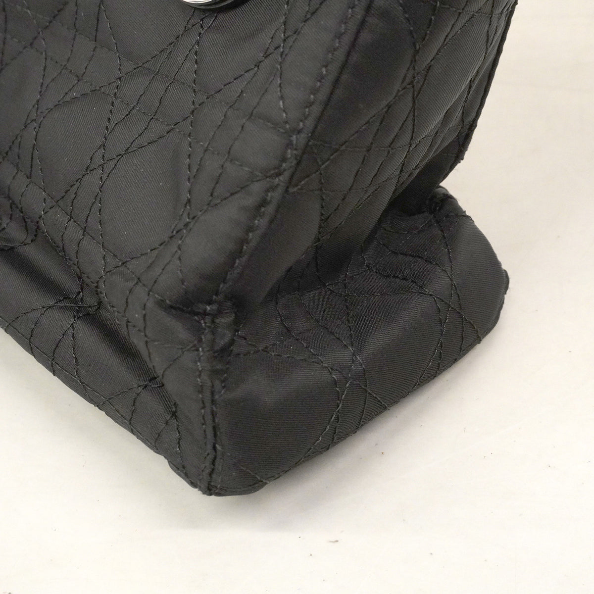 【6he4786】クリスチャンディオール ハンドバッグ カナージュ レディディオール ナイロン ブラック シルバー金具 2wayバック【中古】レディース