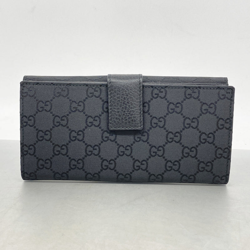 【6he4797-k】グッチ 長財布 GGナイロン 231835 ナイロン ブラック シルバー金具【中古】レディース