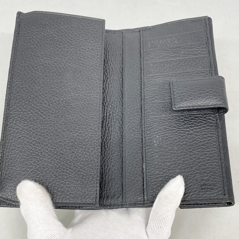 【6he4797-k】グッチ 長財布 GGナイロン 231835 ナイロン ブラック シルバー金具【中古】レディース