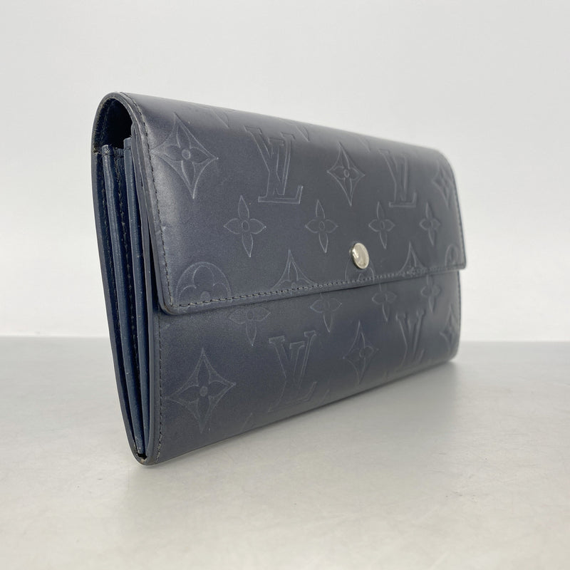 【6he4824】ルイヴィトン 長財布 モノグラム・マット ポシェットポルトモネクレディ M65102 ブルー【中古】レディース