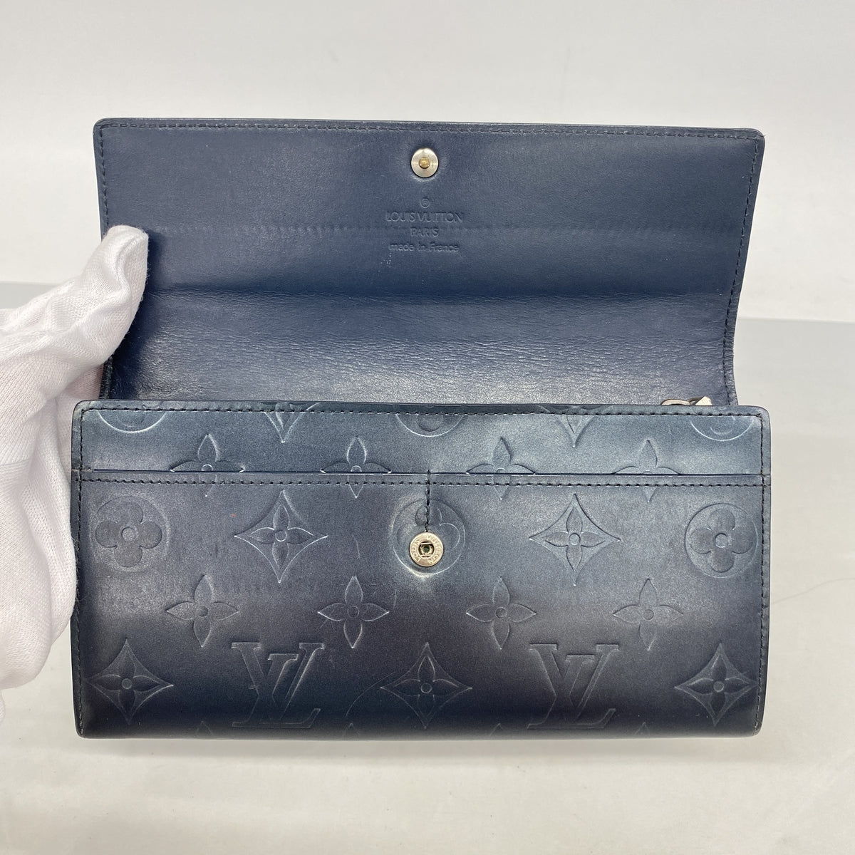 【6he4824】ルイヴィトン 長財布 モノグラム・マット ポシェットポルトモネクレディ M65102 ブルー【中古】レディース
