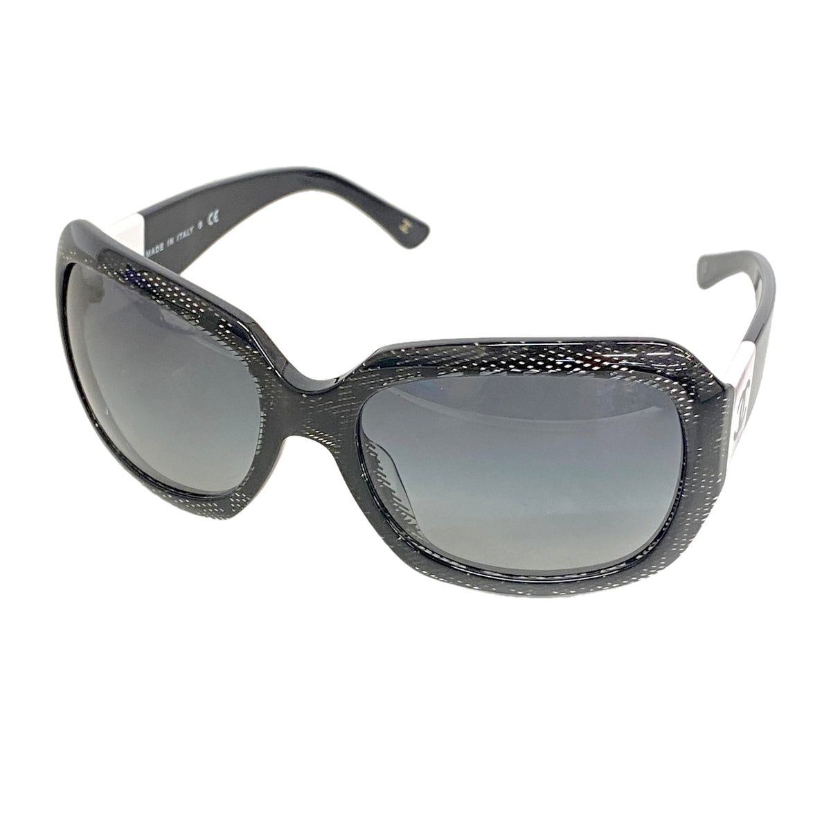 【6he4837】シャネル サングラス 5146-A プラスチック ブラック シルバー金具【中古】レディース