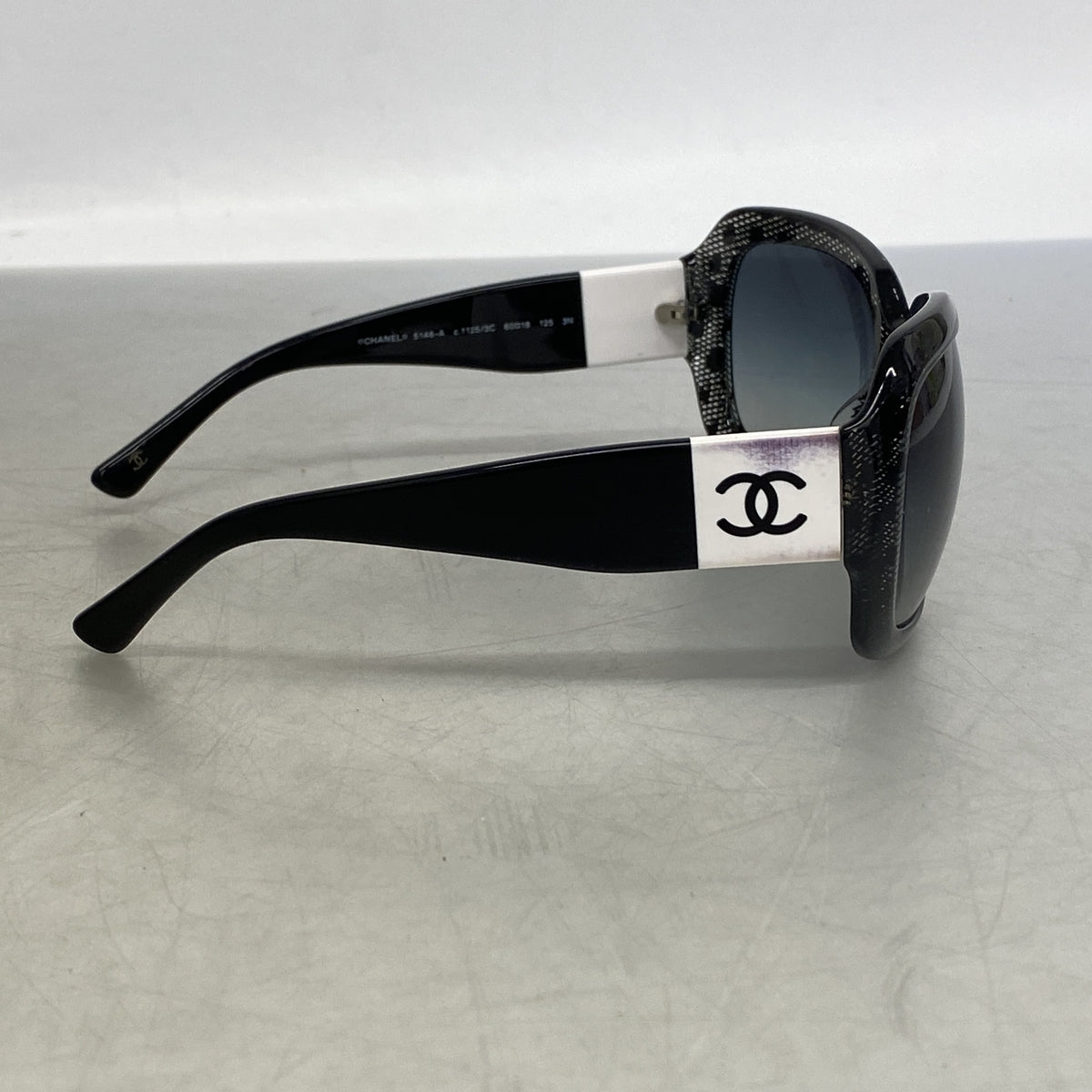 【6he4837】シャネル サングラス 5146-A プラスチック ブラック シルバー金具【中古】レディース