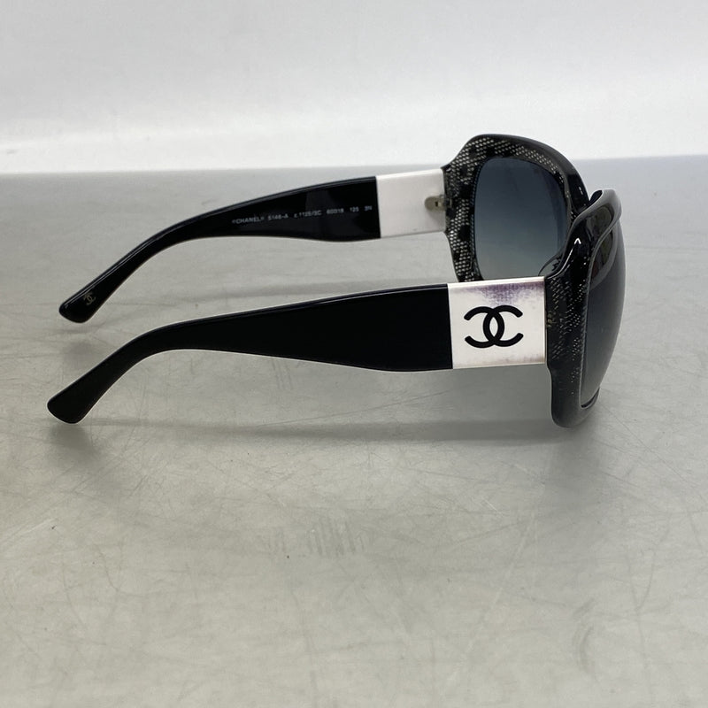 【6he4837】シャネル サングラス 5146-A プラスチック ブラック シルバー金具【中古】レディース