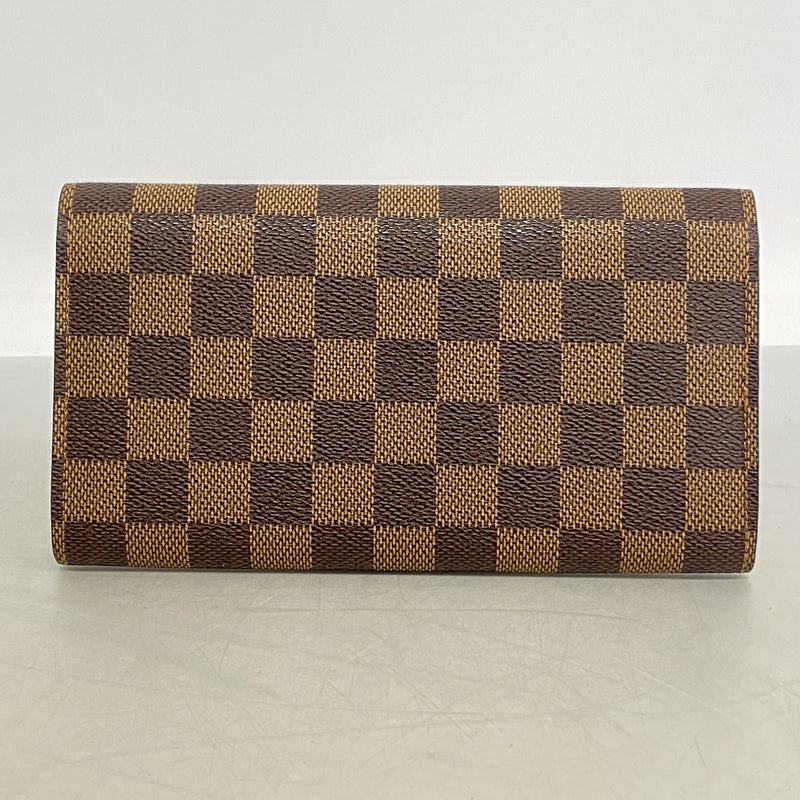 【6he4838】ルイヴィトン 長財布 ダミエ ポシェットポルトモネクレディ N61724 エベヌ【中古】レディース