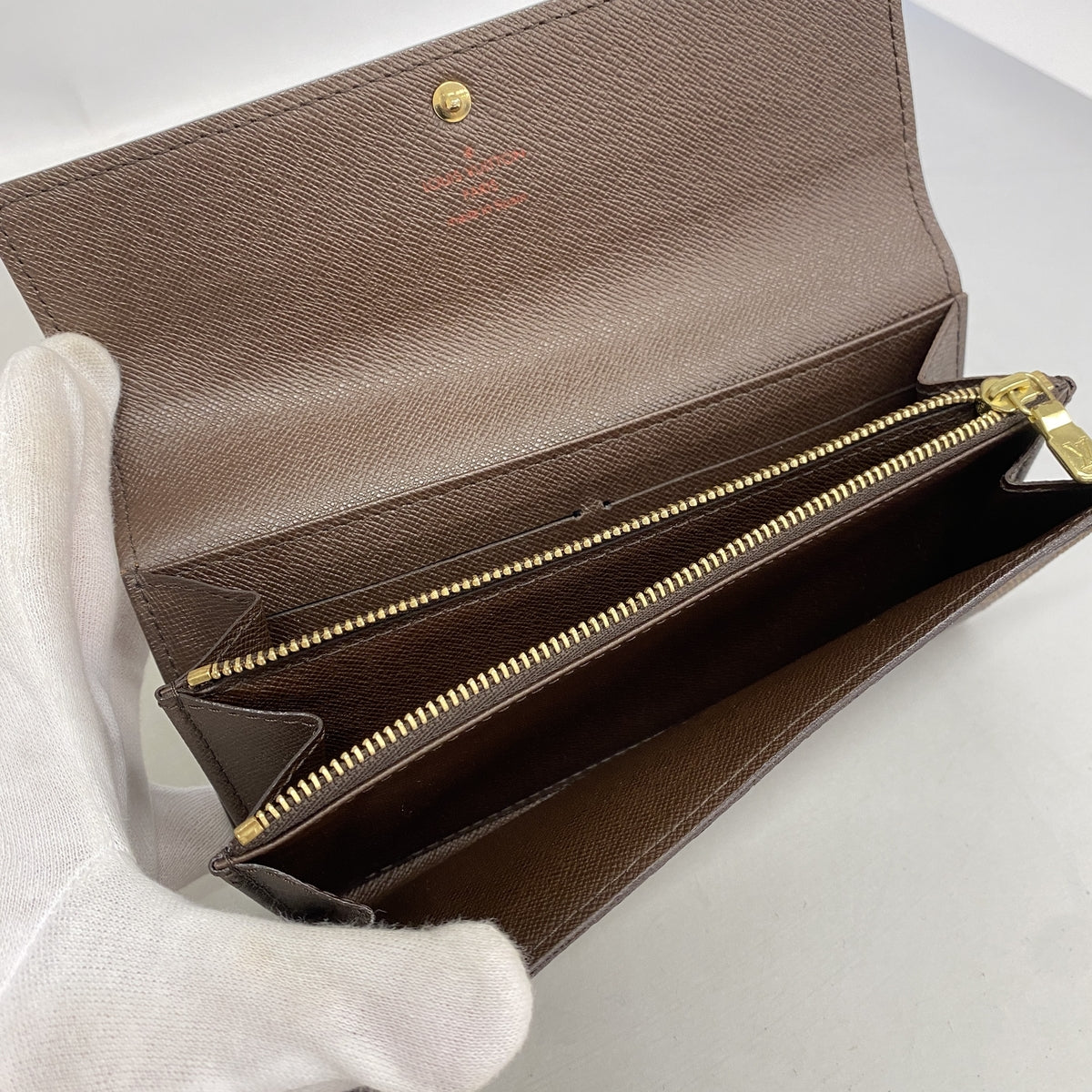 【6he4838】ルイヴィトン 長財布 ダミエ ポシェットポルトモネクレディ N61724 エベヌ【中古】レディース