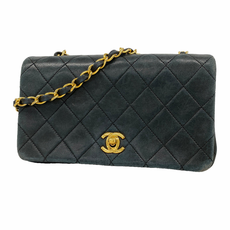 【6he4844】シャネル ショルダーバッグ ミニマトラッセ チェーンショルダー ラムスキン ブラック ゴールド金具【中古】レディース
