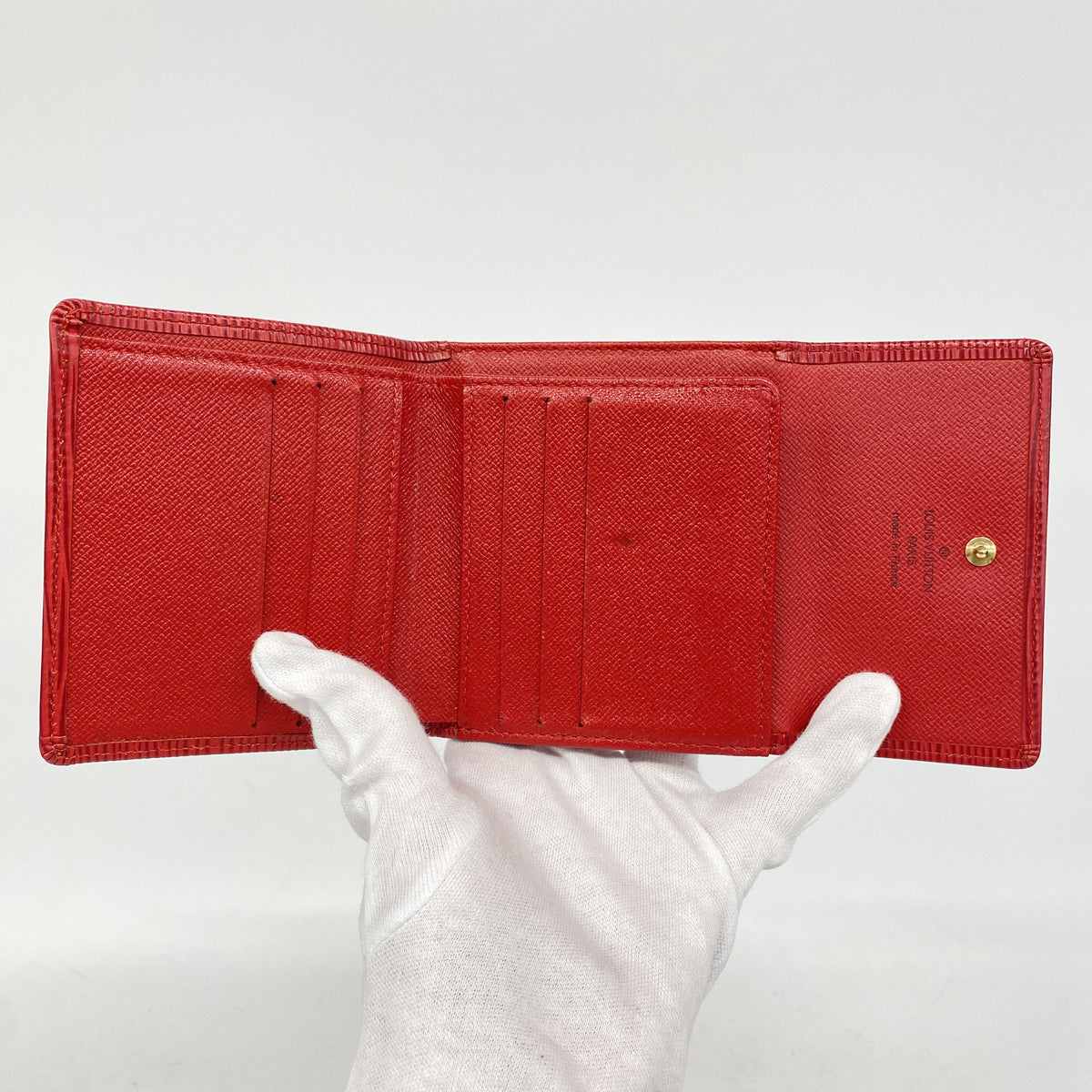 【6he4852】ルイヴィトン 三つ折り財布 エピ ポルトフォイユエリーズ カスティリアンレッド【中古】レディース