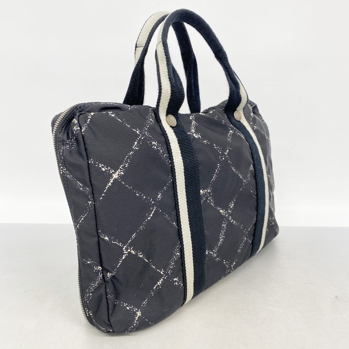 【6he4874】シャネル ブリーフケース 旧トラベル ナイロン ブラック シルバー金具【中古】レディース